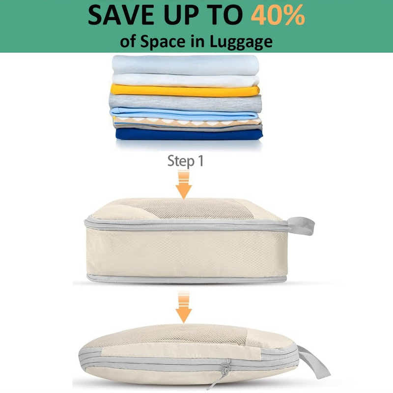 DS BS 6pcs Compression Packing Cubes Travel Luggage Organizer Set - Black