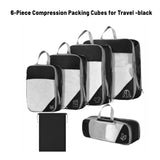 DS BS 6pcs Compression Packing Cubes Travel Luggage Organizer Set - Black
