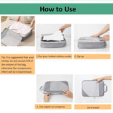 DS BS 6pcs Compression Packing Cubes Travel Luggage Organizer Set - Grey