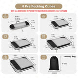 DS BS 6pcs Compression Packing Cubes Travel Luggage Organizer Set - Grey