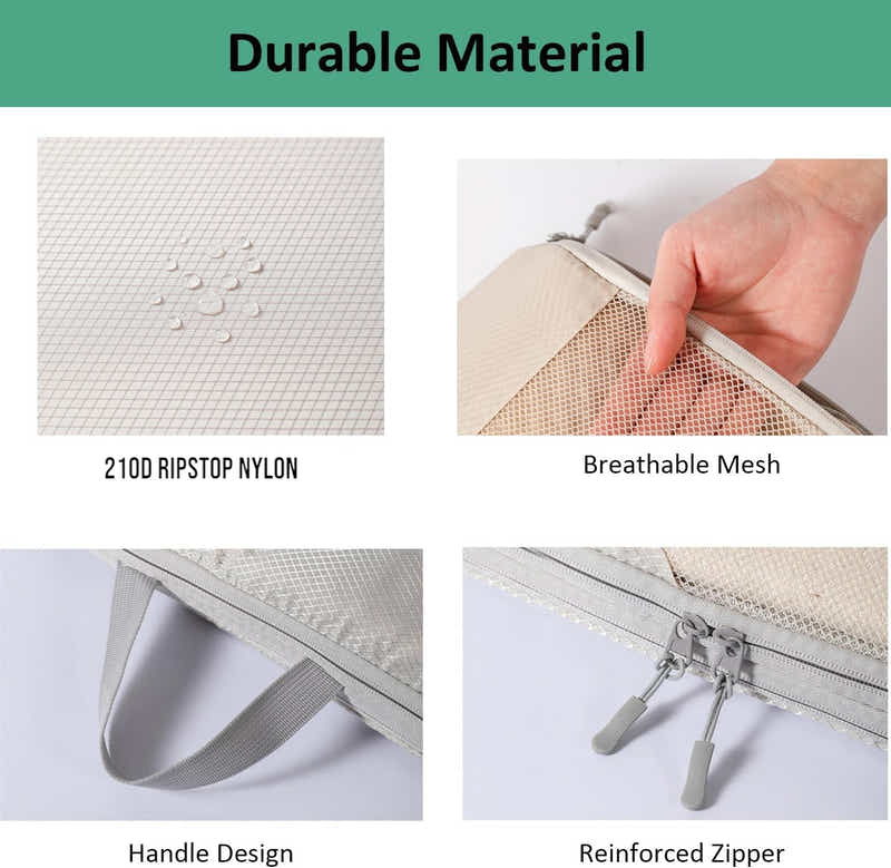 DS BS 6pcs Compression Packing Cubes Travel Luggage Organizer Set - Pink