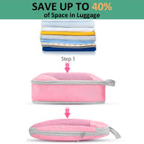 DS BS 6pcs Compression Packing Cubes Travel Luggage Organizer Set - Pink