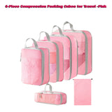 DS BS 6pcs Compression Packing Cubes Travel Luggage Organizer Set - Pink