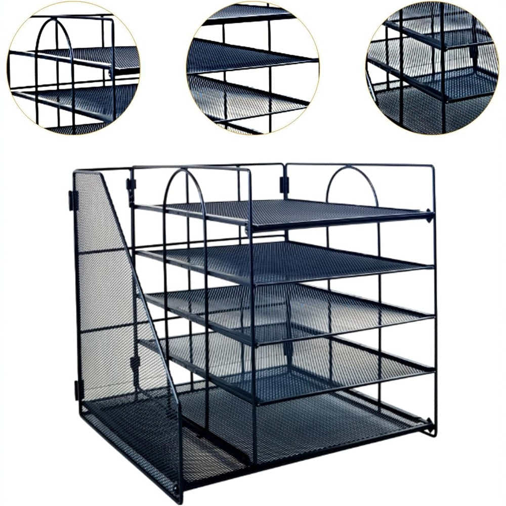 DS BS 5 Tier Paper Tray Organizer with File Holder