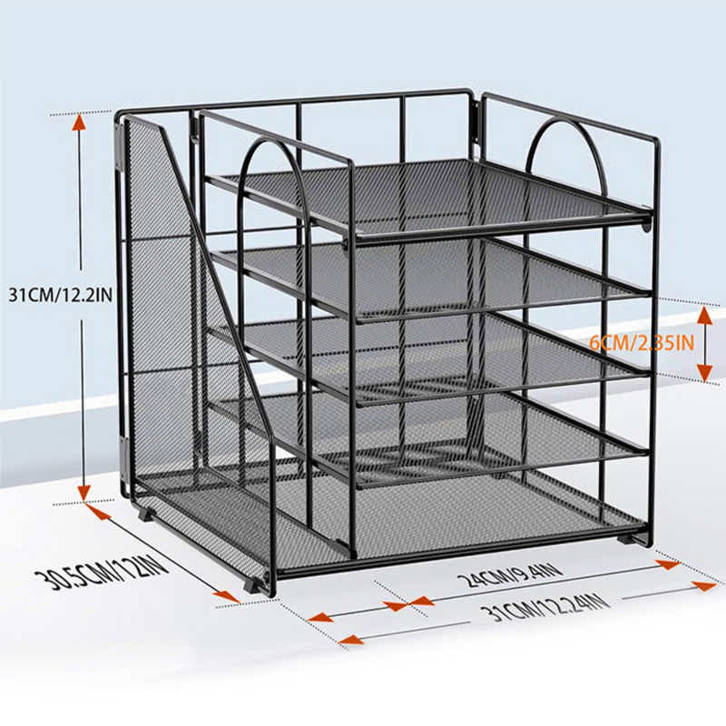 DS BS 5 Tier Paper Tray Organizer with File Holder