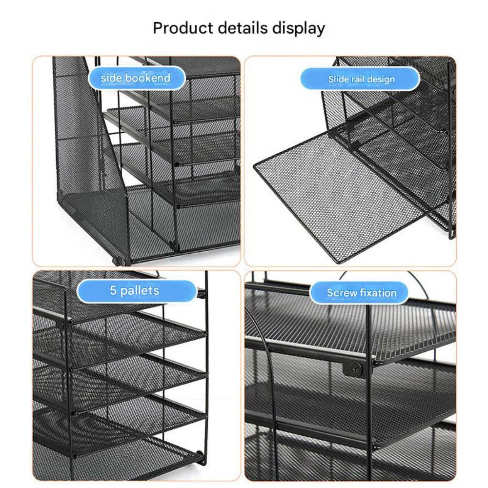DS BS 5 Tier Paper Tray Organizer with File Holder