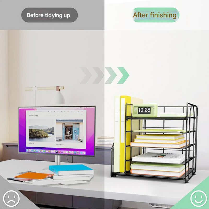 DS BS 5 Tier Paper Tray Organizer with File Holder