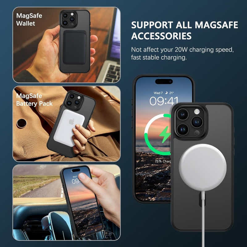 DS BS iPhone 16 Pro Max Case with 360°Rotatable Magnetic Ring Stand