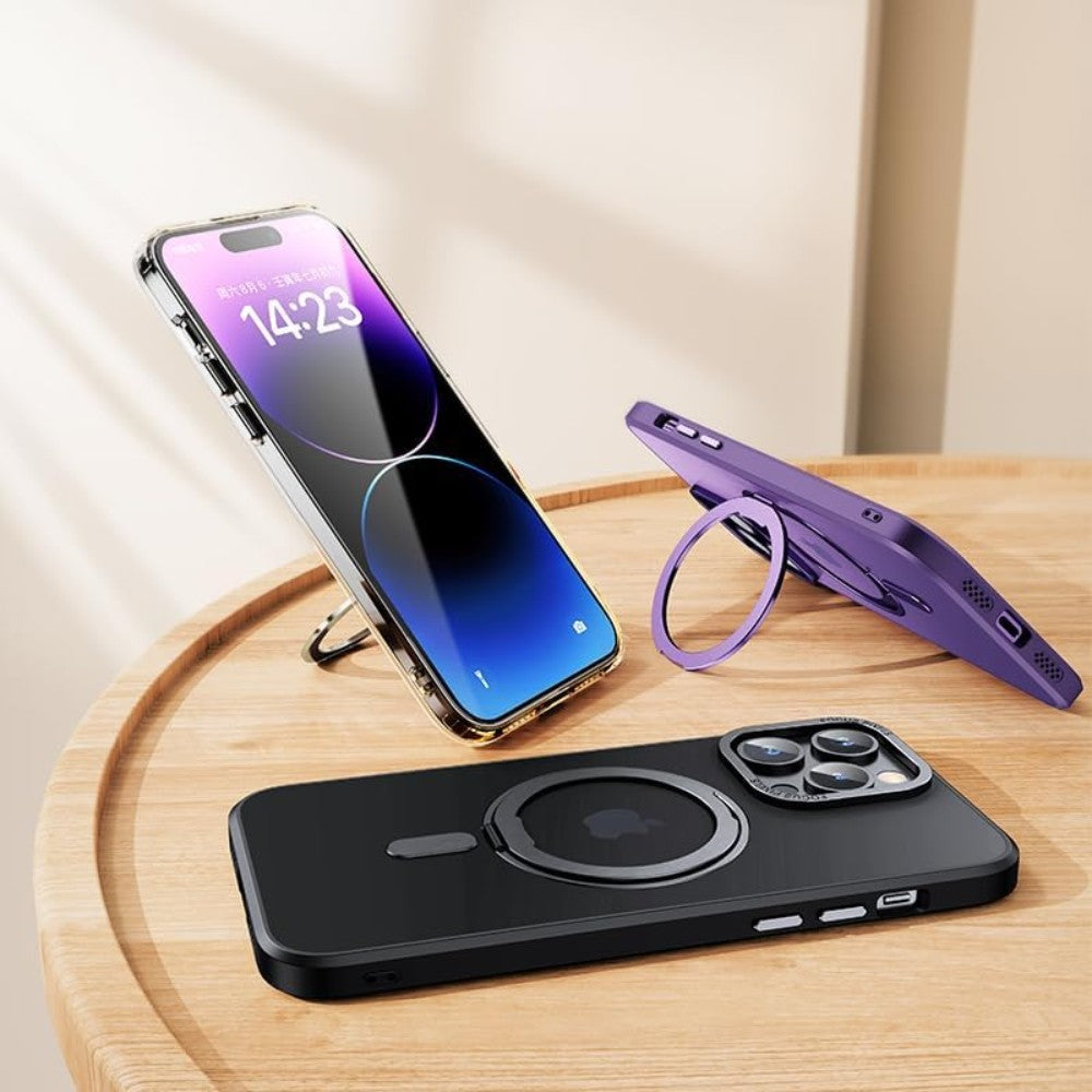 DS BS iPhone 16 Pro Case with 360°Rotatable Magnetic Ring Stand