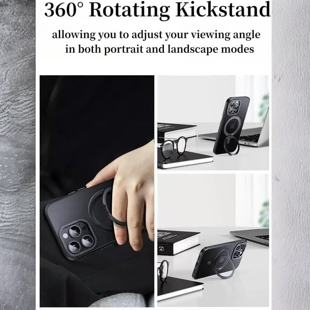 DS BS iPhone 16 Pro Case with 360°Rotatable Magnetic Ring Stand