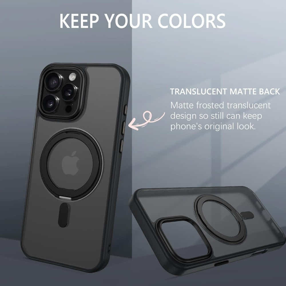 DS BS iPhone 16 Pro Case with 360°Rotatable Magnetic Ring Stand