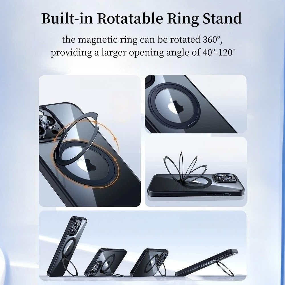 DS BS iPhone 16 Pro Case with 360°Rotatable Magnetic Ring Stand