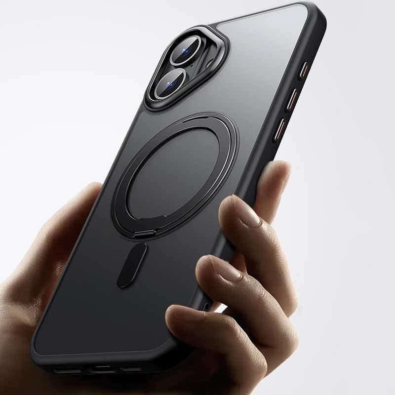 DS BS iPhone 16 Case with 360°Rotatable Magnetic Ring Stand