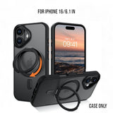 DS BS iPhone 16 Case with 360°Rotatable Magnetic Ring Stand