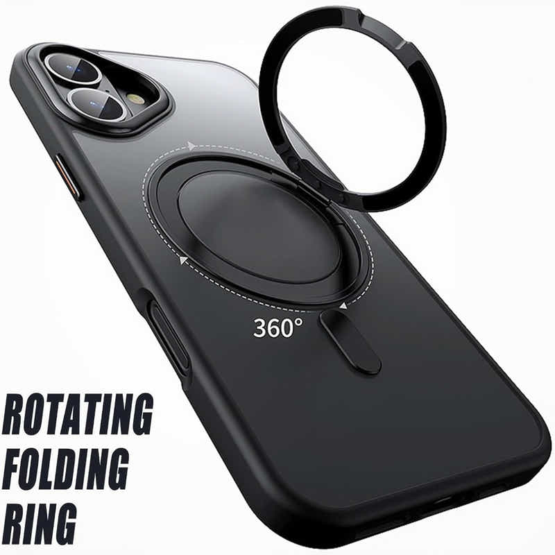 DS BS iPhone 16 Case with 360°Rotatable Magnetic Ring Stand