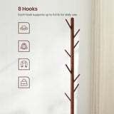 DS BS Wooden Coat Tree with 8 Hooks -Walnut