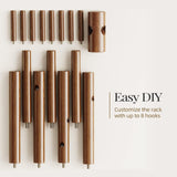 DS BS Wooden Coat Tree with 8 Hooks -Walnut