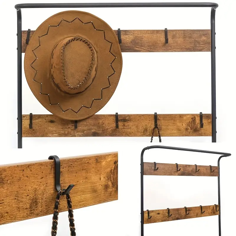 DS BS 4-in-1 Hall Tree Coat Rack with Shoe Bench and Storage Shelves