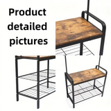DS BS 4-in-1 Hall Tree Coat Rack with Shoe Bench and Storage Shelves