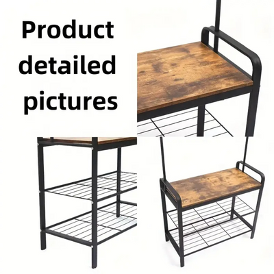 DS BS 4-in-1 Hall Tree Coat Rack with Shoe Bench and Storage Shelves