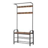 DS BS 4-in-1 Hall Tree Coat Rack with Shoe Bench and Storage Shelves