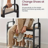 DS BS 4-in-1 Hall Tree Coat Rack with Shoe Bench and Storage Shelves