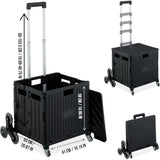 DS BS Foldable Utility Cart with Stair Climbing Wheels - Black