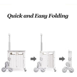 DS BS Foldable Utility Cart with Stair Climbing Wheels - White