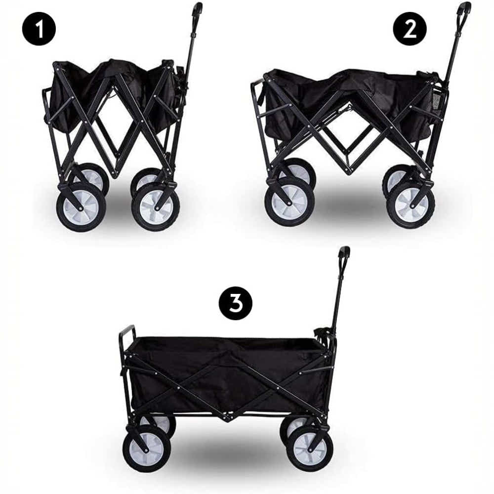 DS BS 150L Folding Outdoor Utility Wagon Heavy Duty Camping Cart - Black
