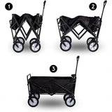 DS BS 150L Folding Outdoor Utility Wagon Heavy Duty Camping Cart - Black