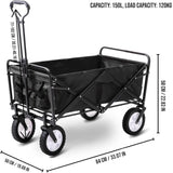 DS BS 150L Folding Outdoor Utility Wagon Heavy Duty Camping Cart - Black