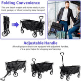 DS BS 150L Folding Outdoor Utility Wagon Heavy Duty Camping Cart - Black