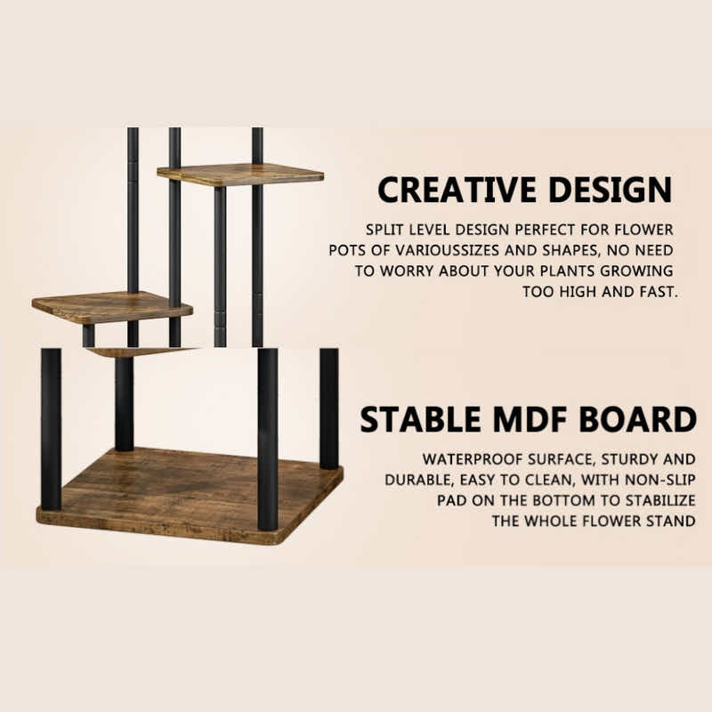 DS BS 5 Tier Plant Stand Indoor Corner Flower Shelf with MDF Boards