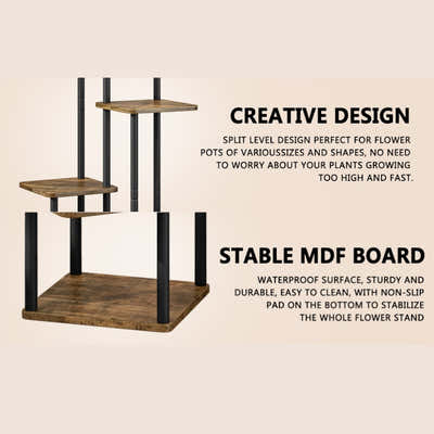 DS BS 5 Tier Plant Stand Indoor Corner Flower Shelf with MDF Boards