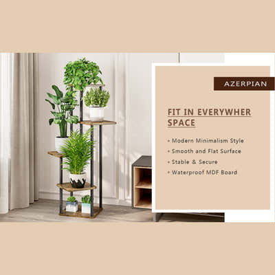 DS BS 5 Tier Plant Stand Indoor Corner Flower Shelf with MDF Boards