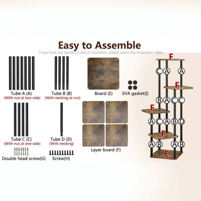 DS BS 5 Tier Plant Stand Indoor Corner Flower Shelf with MDF Boards