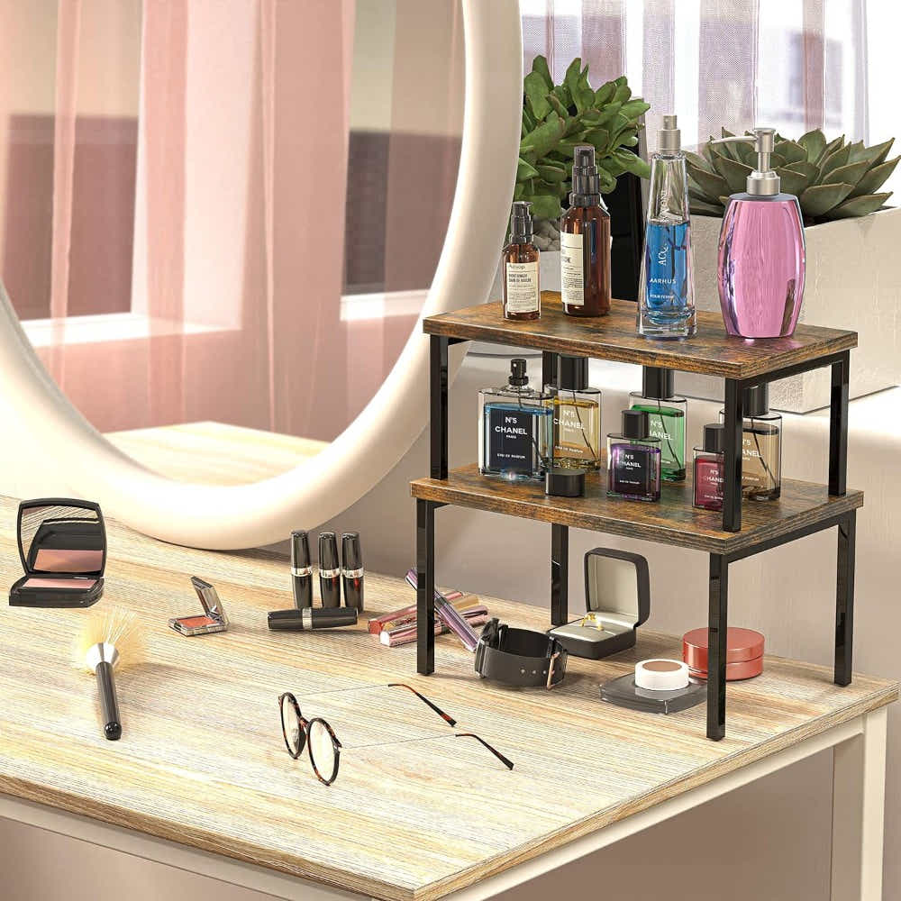 DS BS 2 Pieces Stackable Countertop Organizer Shelf Set