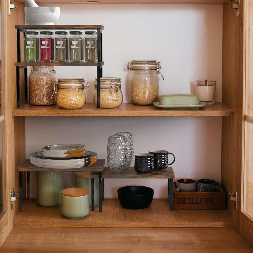 DS BS 2 Pieces Stackable Countertop Organizer Shelf Set