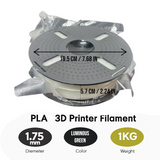 DS BS PLA Glow in the Dark Filament 1.75mm 1KG for 3D Printer - Glow Green