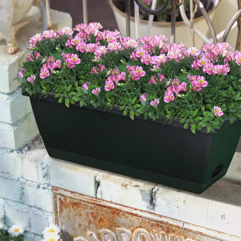 DS BS 10 Pack 15L Rectangular Planter Box Set With Drainage Tray