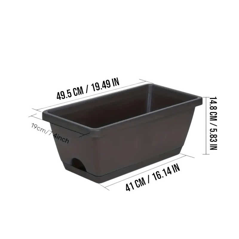 DS BS 10 Pack 15L Rectangular Planter Box Set With Drainage Tray