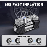DS BS 12V Portable Dual-Cylinder Car Air Compressor With Case