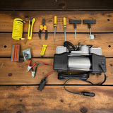 DS BS 12V Portable Dual-Cylinder Car Air Compressor With Case
