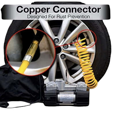 DS BS 12V Heavy Duty Tire Inflator with Analog Gauge