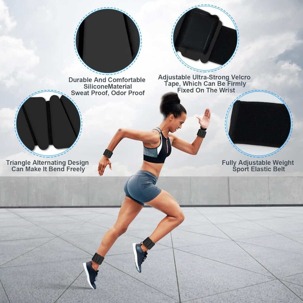 DS BS 2 Pack Adjustable Silicone Wrist Weights - 2 lbs