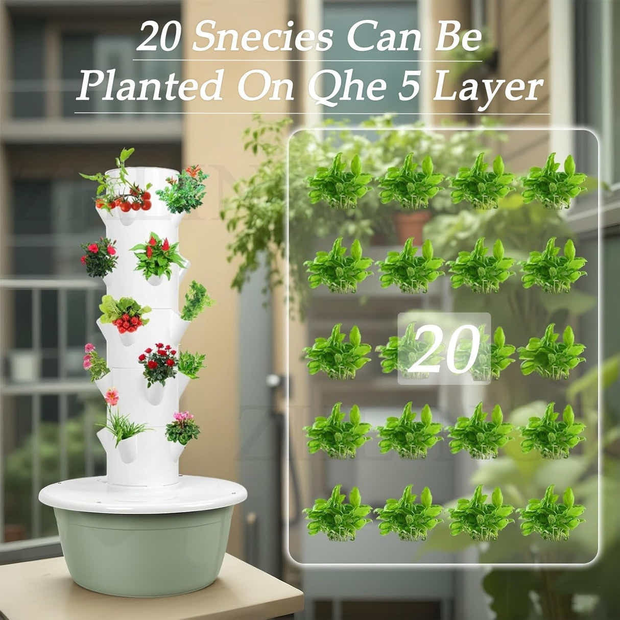 DS BS 5 Layer Vertical Soilless Hydroponic Tower Planter