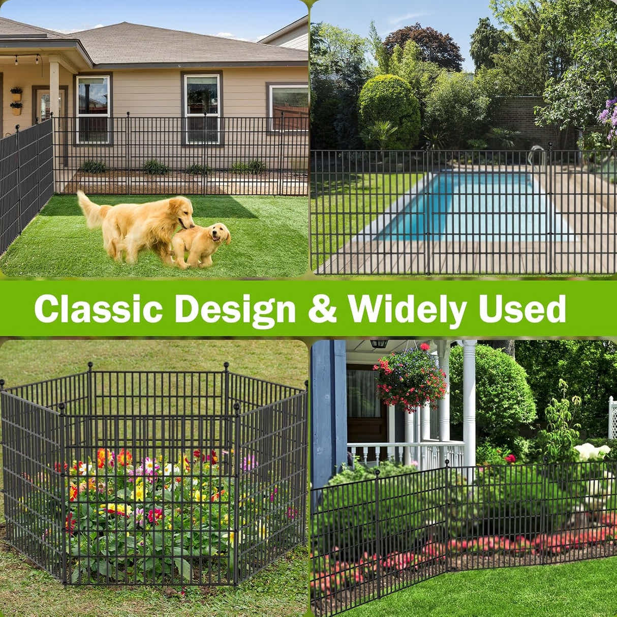 DS BS 10 Pack Metal Garden Barrier Fence Animal Fence Panels,Garden Border