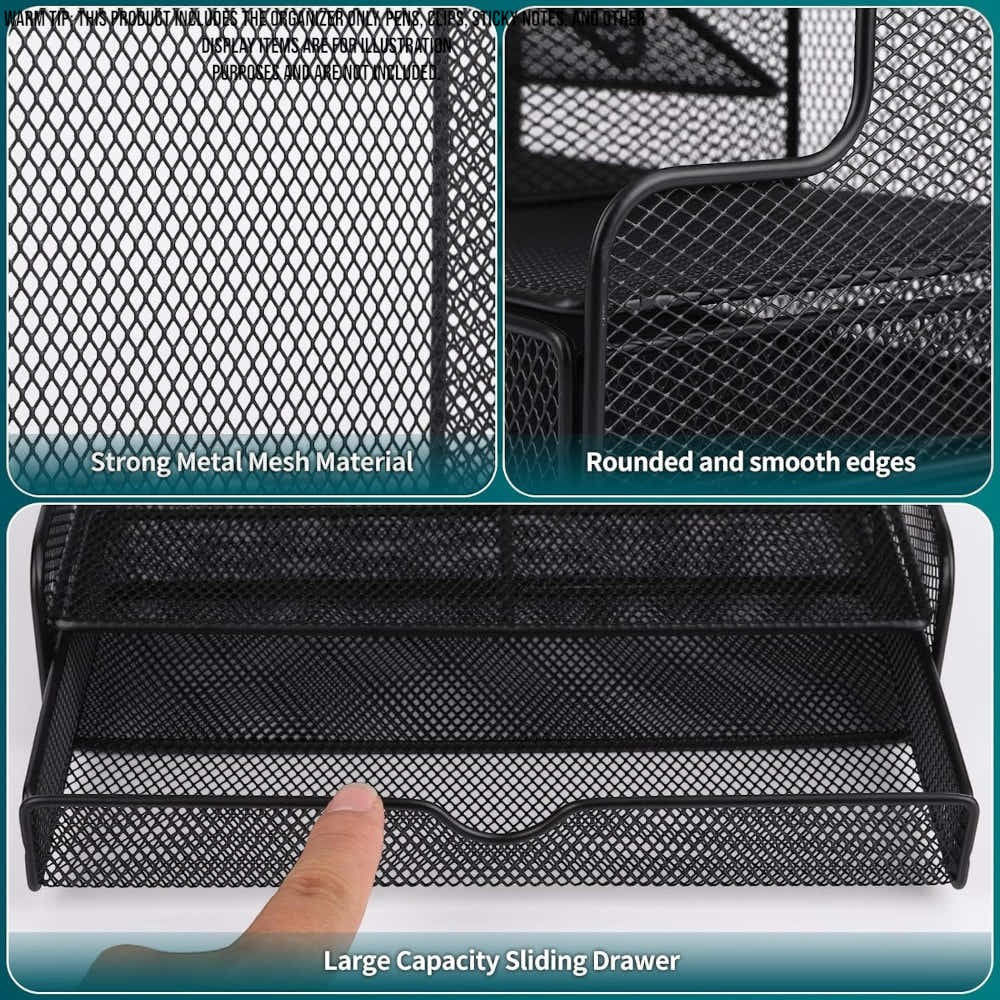 DS BS Mesh Desk Organizer with Drawer Pen Holder