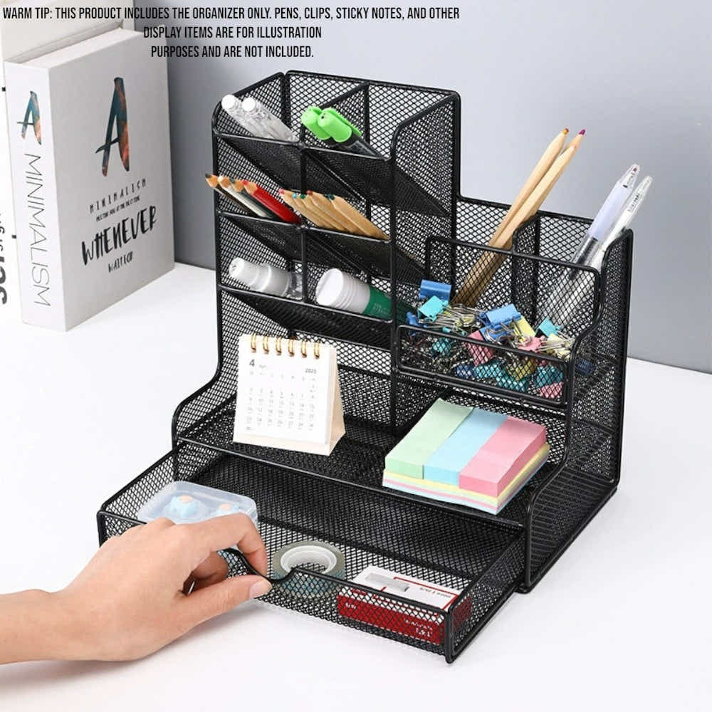 DS BS Mesh Desk Organizer with Drawer Pen Holder