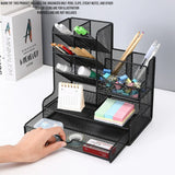 DS BS Mesh Desk Organizer with Drawer Pen Holder